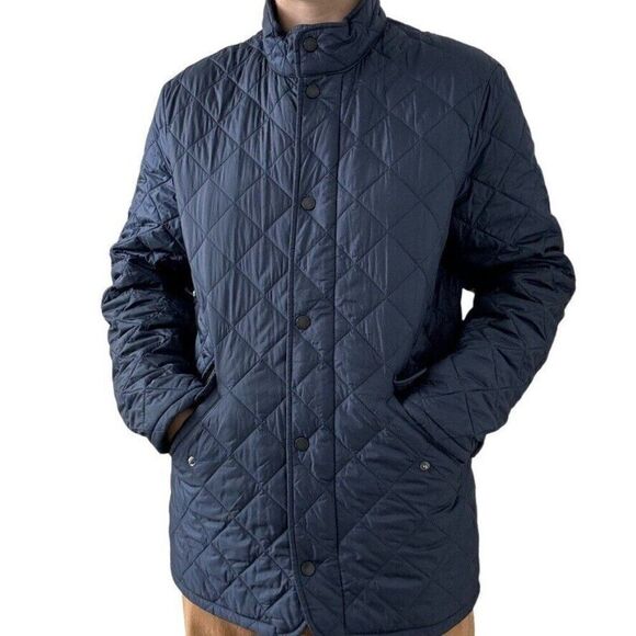 Barbour Mens Navy Blue Quilted Lightweight Rain Jacket Sz M - Picture 3 of 6